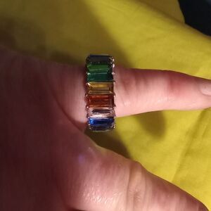 Multicolor stone band ring size 6